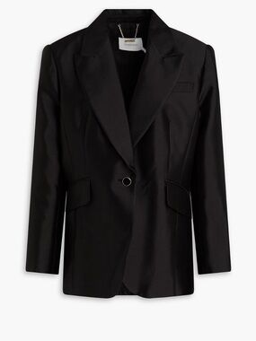 Zimmermann Black Wool and Silk Blend Satin Blazer